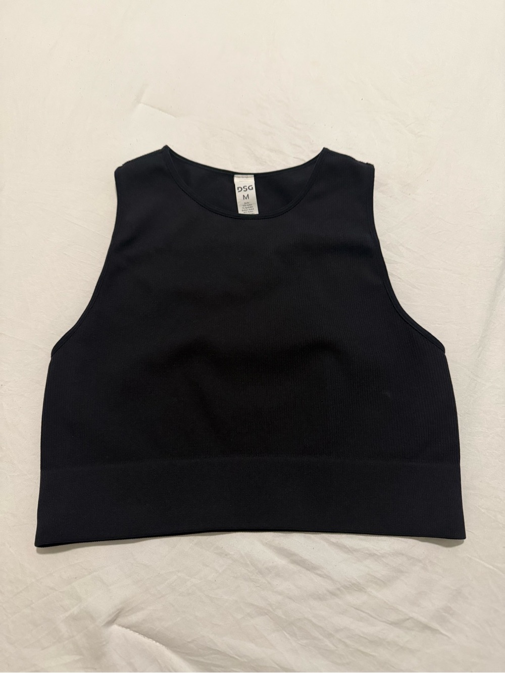 DSG Black Ribbed High-Neck Crop Top